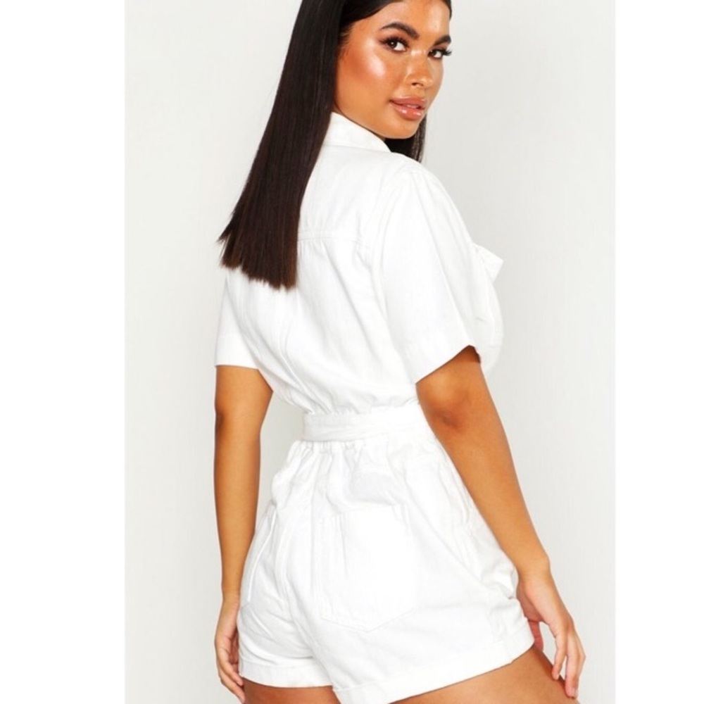 Sold! Boohoo White denim romper